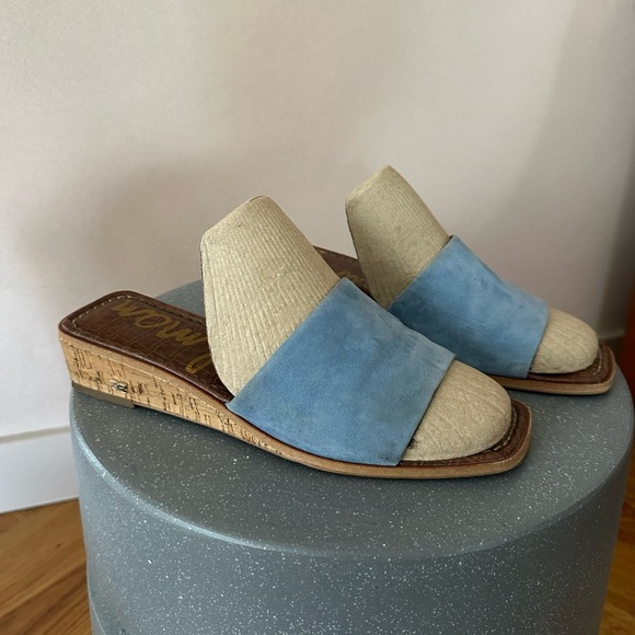 Sam Edelman Blue and Cream Sandals for Effortless Style - Picture 1 of 6